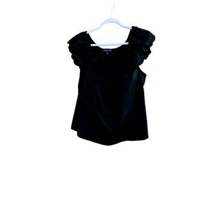 Jones New York size 2X black off shoulder blouse with eyelet trim sleeveless